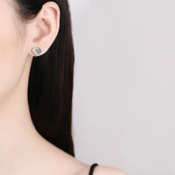 925 Silver 0.3 Carat Round Moissanite Love Heart Earrings for Couples  Perfect for Daily Wear, Proposals, Parties, Weddings, and Gifts for Special Occasions
