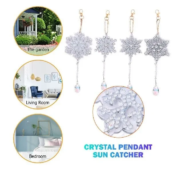 4pcs Crystal Wind Chime Double Sided Diamond Art Wind
