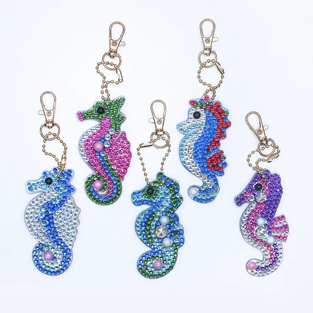 Full Diamond Handmade DIY Diamond Painting Seahorse Keychain