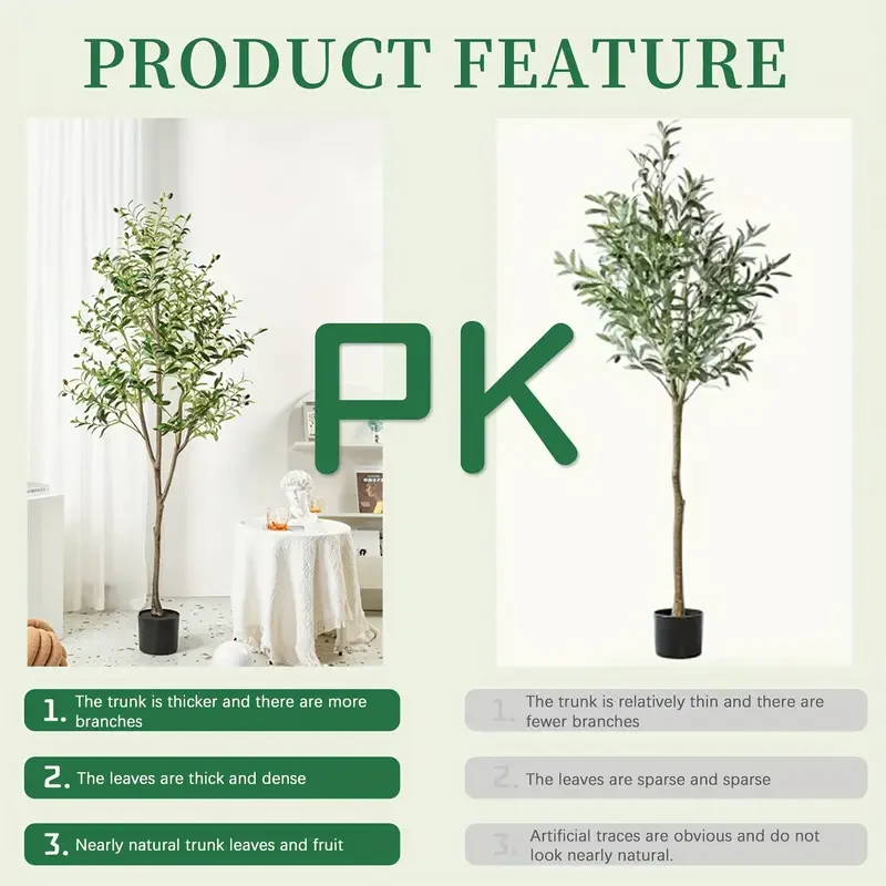 1pc Artificial Olive Tree - Realistic Green Foliage
