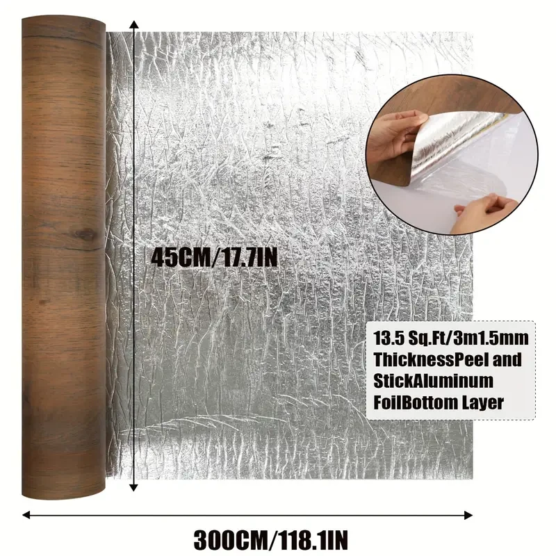 1 Roll 300CM/118in Thickened Self-Adhesive Vinyl Flooring