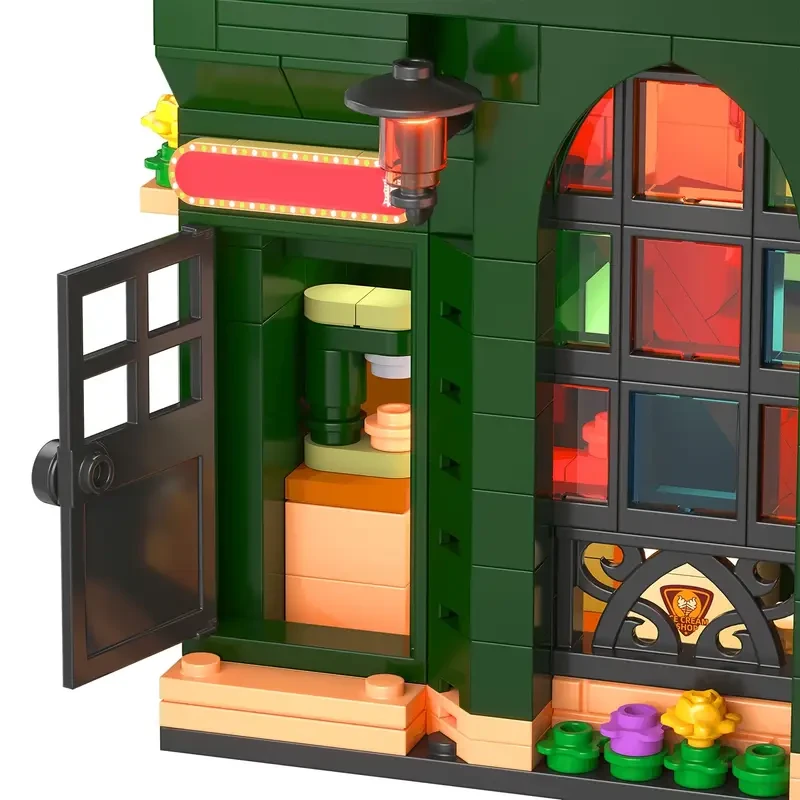 Vintage Retro ABS Plastic Self-Assembly Coffee House Building Blocks