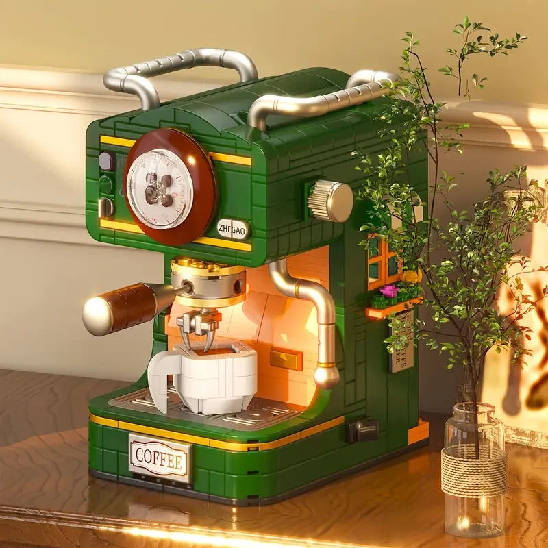 Vintage Retro ABS Plastic Self-Assembly Coffee House Building Blocks