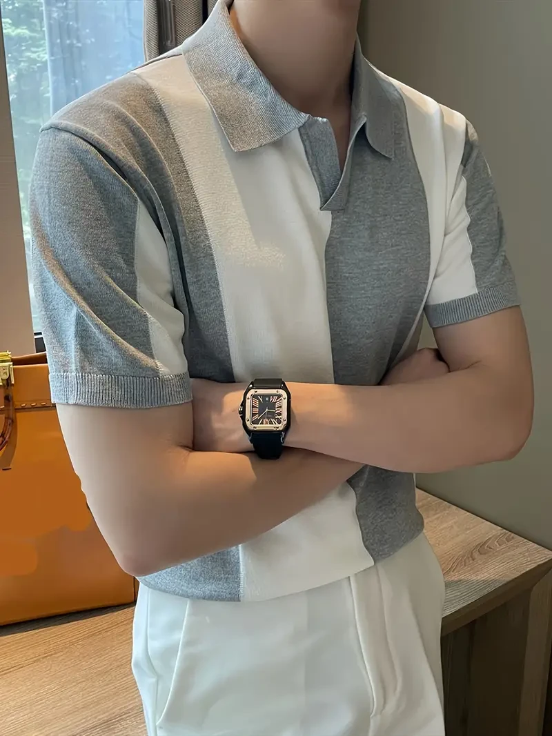 Mens Color Block Golf Shirt