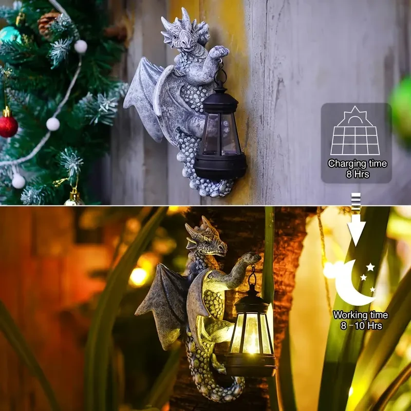 Solar-Powered Hanging Dragon Lantern