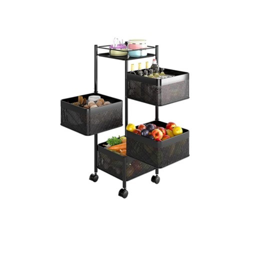 Kitchen Storage Shelf Vegetable Rotating Shelf Floor Multi-layer Square