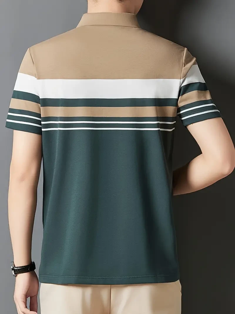 Men's Color Blocked Short Sleeve Lapel Golf Shirts
