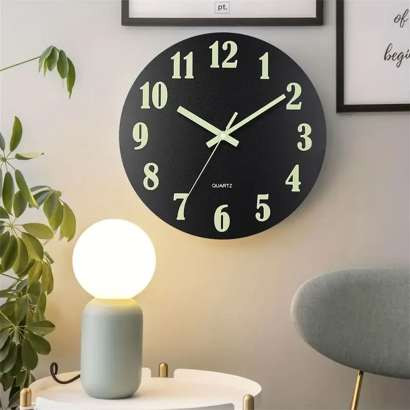 Retro Rustic Tuscan Simple 1pc Black Glow-in-the-Dark Wall Clock