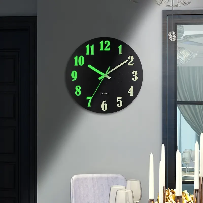 Retro Rustic Tuscan Simple 1pc Black Glow-in-the-Dark Wall Clock