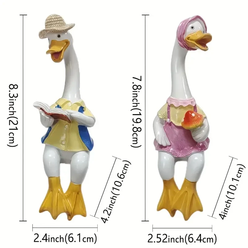 Resin Duck Couple Figurines - Decorative Hand