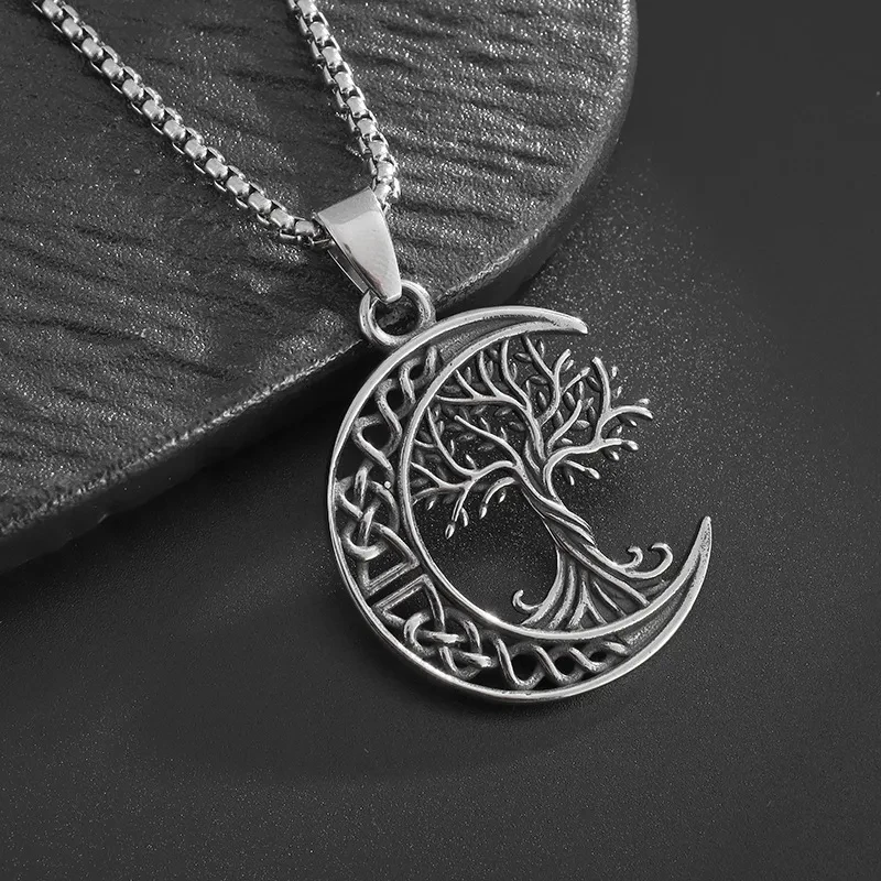 Nordic Viking Celtic Knot Lucky Tree Titanium Steel Necklace