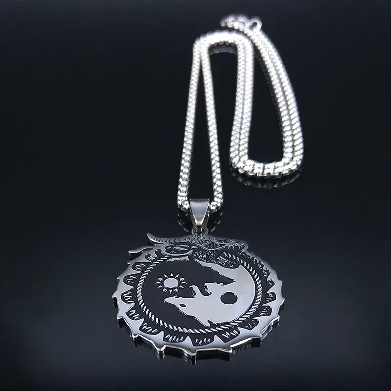 Nordic Viking Celtics Yin And Yang Wolf Dragon Necklace