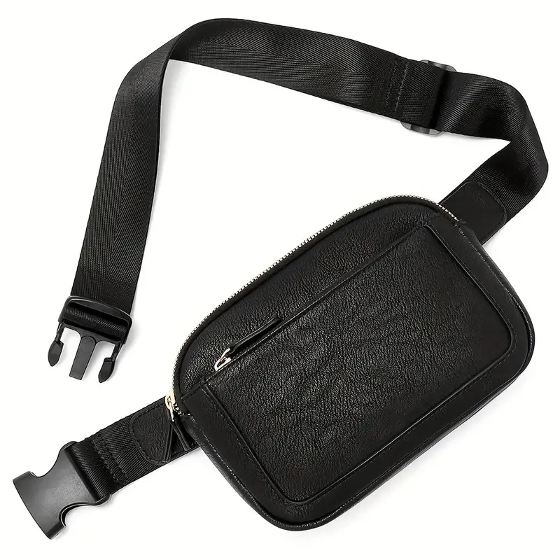 Stylish PU Leather Crossbody Waist Bag - Durable & Ultra-Lightweight with Quick-Adjust Strap for Outdoor Sports, Fitness, Hiking, Running, and Travel