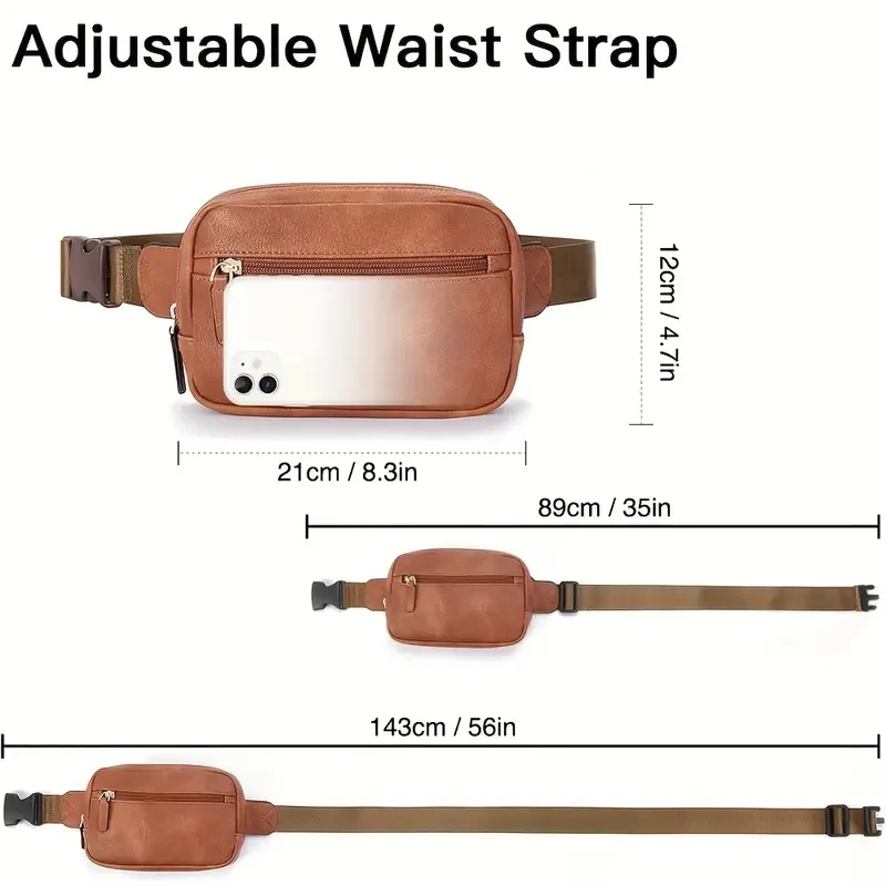 Stylish PU Leather Crossbody Waist Bag - Durable & Ultra-Lightweight with Quick-Adjust Strap for Outdoor Sports, Fitness, Hiking, Running, and Travel