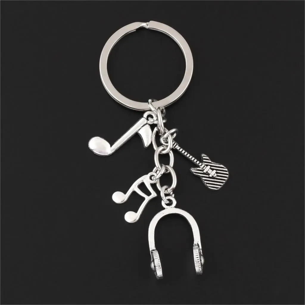 Headphones Notes Guitar Music Artist Band Keychain