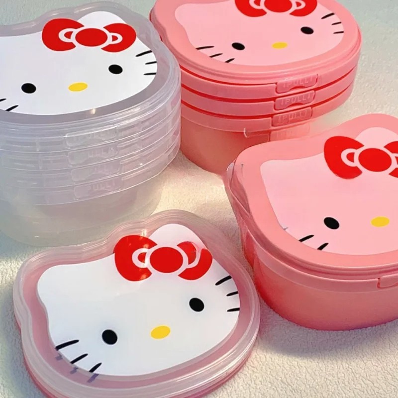 Japanese Transparent Pink Hello Kitty Storage Box Organizer