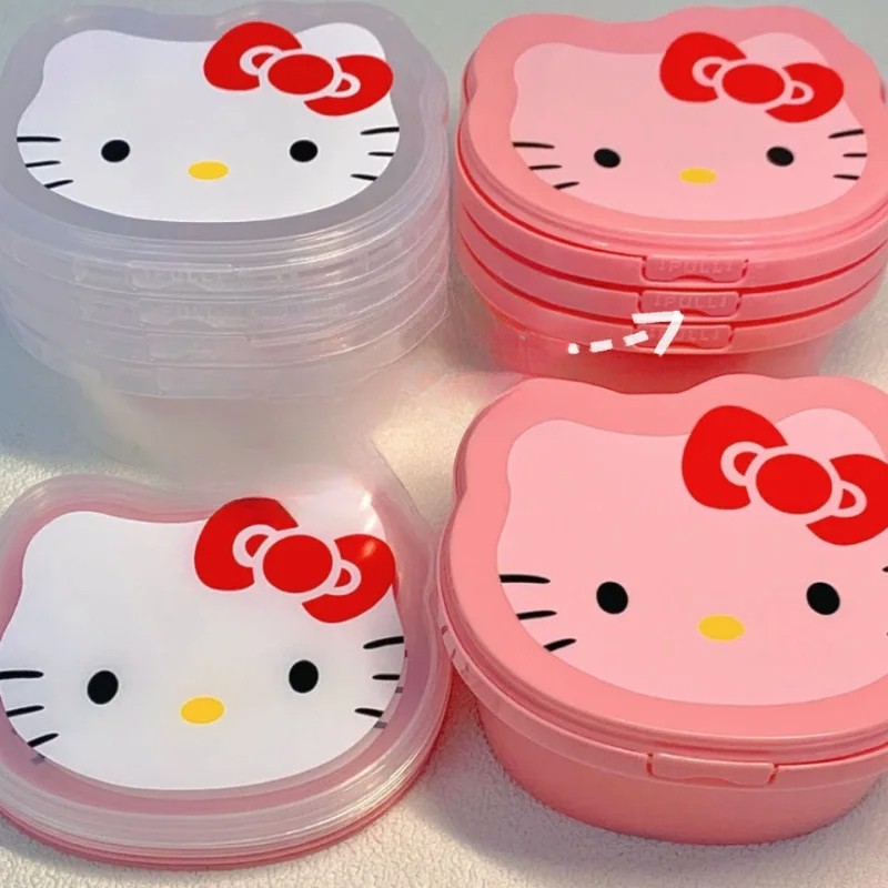 Japanese Transparent Pink Hello Kitty Storage Box Organizer