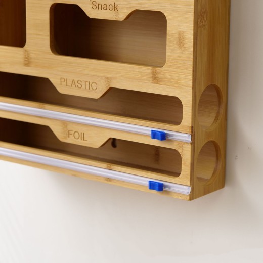 Solid Wood Plastic Wrap Cutter Kitchen Wall-mounted