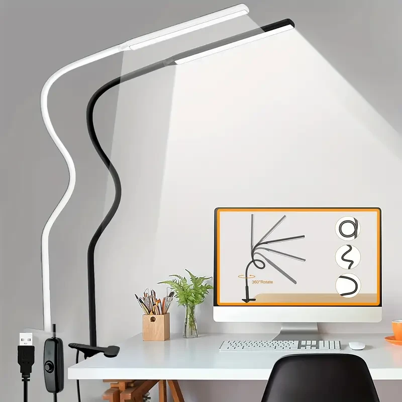 DLXTECH Flexible LED Desk Lamp with Clamp
