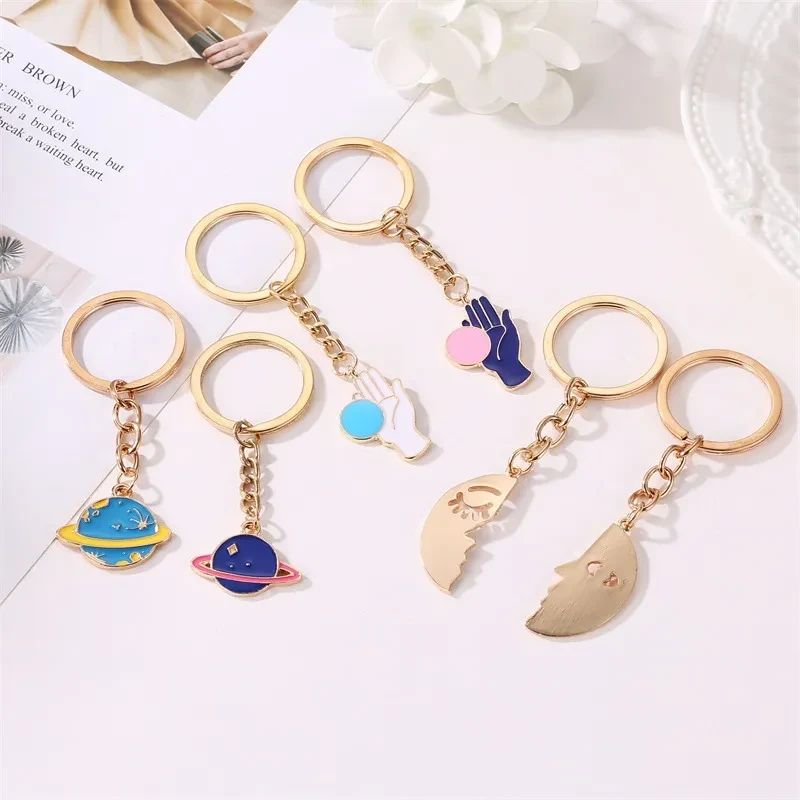 Accessories Cute Cartoon Planet Metal Keychain Key Chain Love