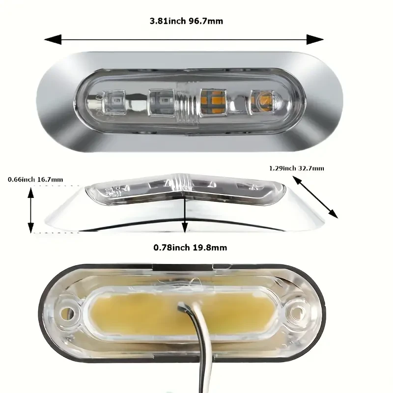 10pcs 12V-24V 4LED Trailer Side Marker Light for Car Auto Truck Boat Lights Tail Warning Brake Lamp