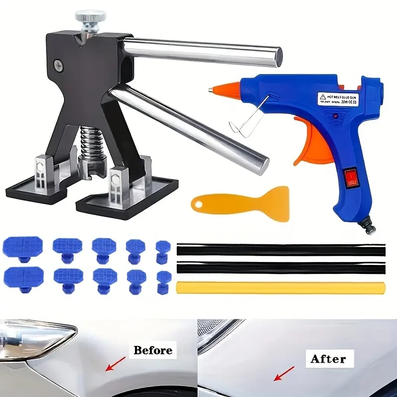 AU-Gauge Car Dent Puller - Paintless Plastic Weld Dent Removal with Comprehensive Glue Tabs Kit