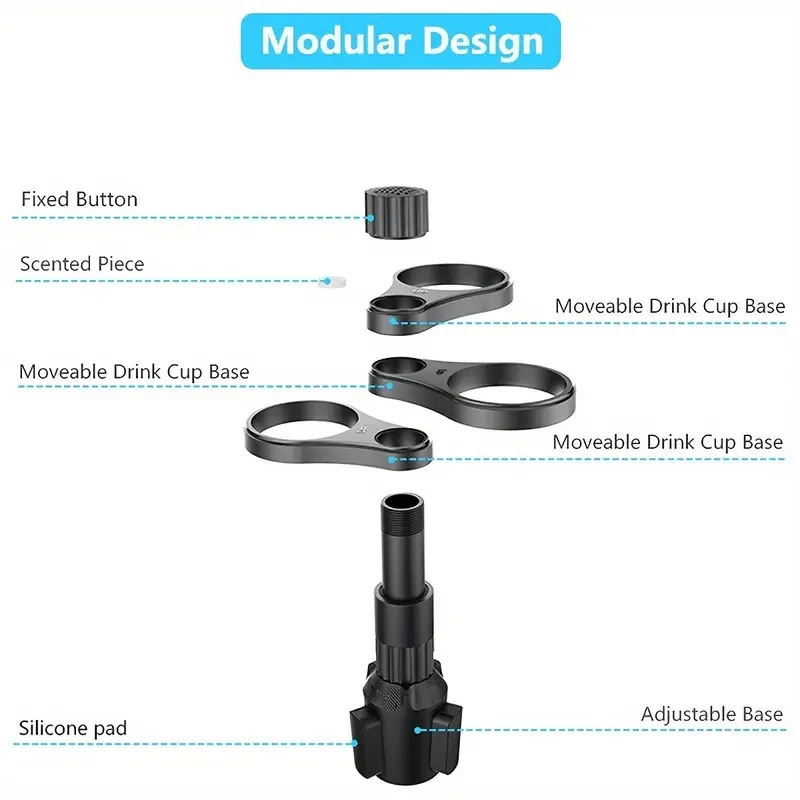 Adjustable Multi-Use Car Cup Holder Expander with 3 Slots