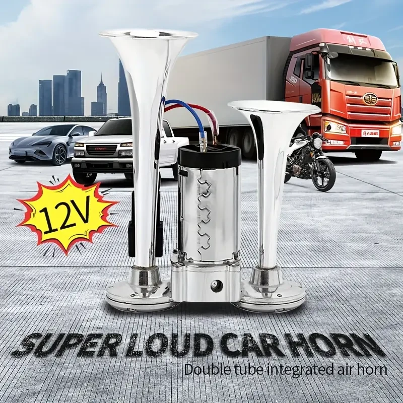 Extremely Loud Dual Horn Air Horn System Designed for 12V Vehicles