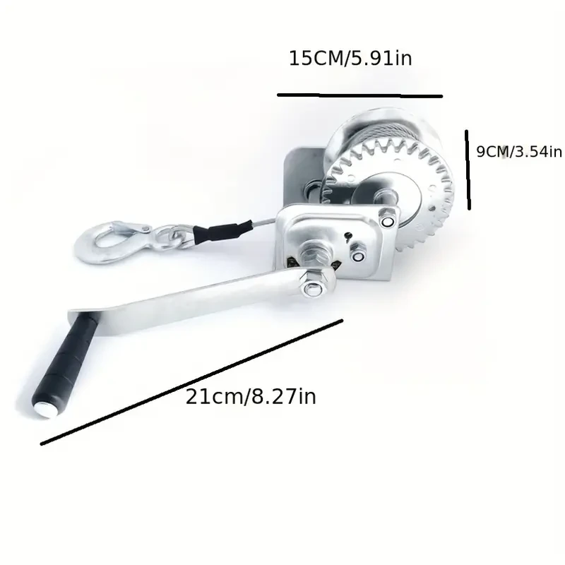 Heavy-Duty Hand Winch, 272.16KG Load Capacity, Manual Right