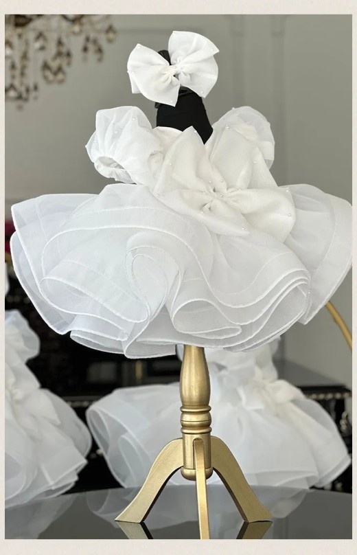 Bubble Sleeve Princess Dress Girls' Chiffon Skirt