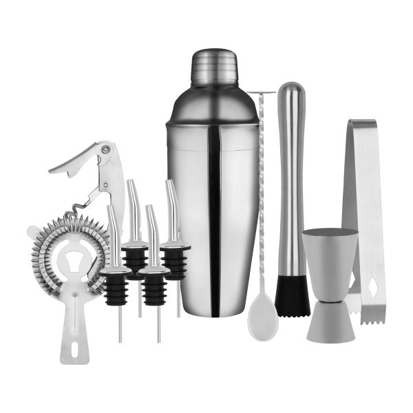 Cocktail Set 11pc Stainless Steel In Bartender Bag - Zanzi