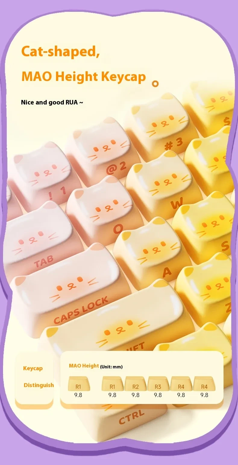 Colored Sugar Cat Mechanical Keyboard The Third Mock Examination Bluetooth