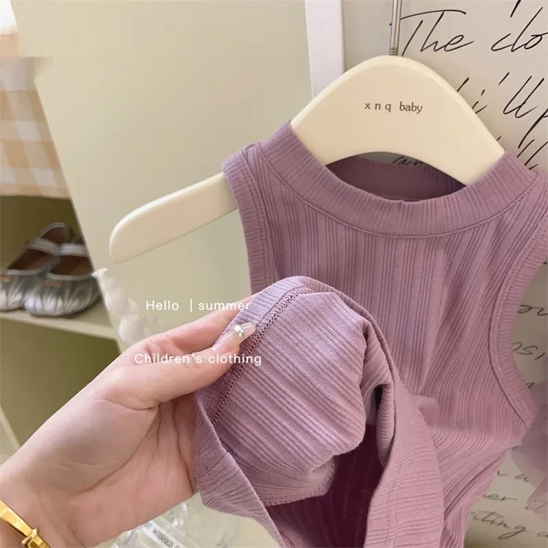 Summer Suit Baby Girls' Purple Vest Top