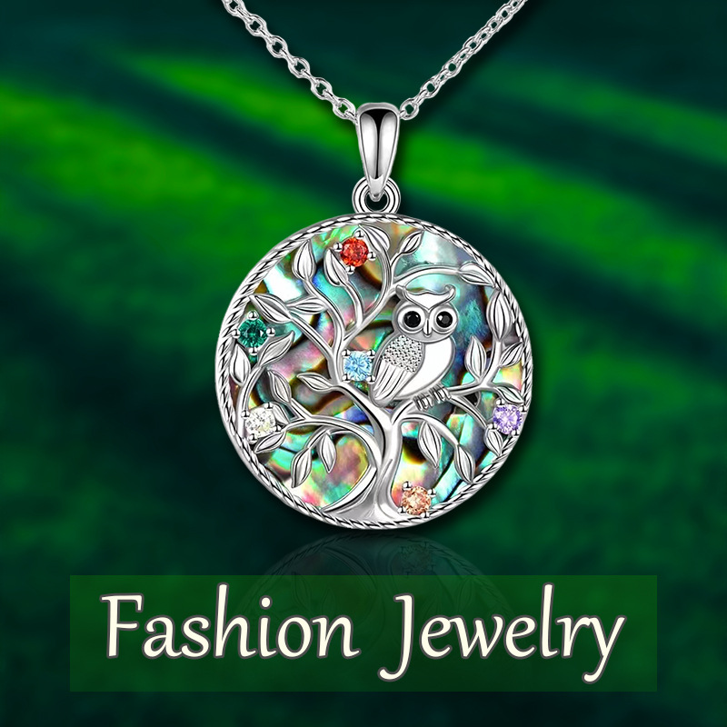 Fashion Owl Pendant Necklace For Girls Shell Patch