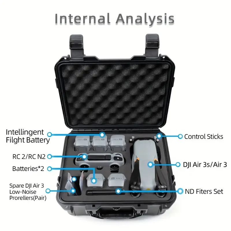 for DJI Air 3S/Air 3 Rigid Carrying Case, durable polyamide with foam filling