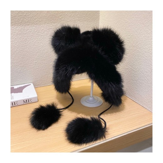 Cute Fluffy Warm Earflaps Cap Female Winter