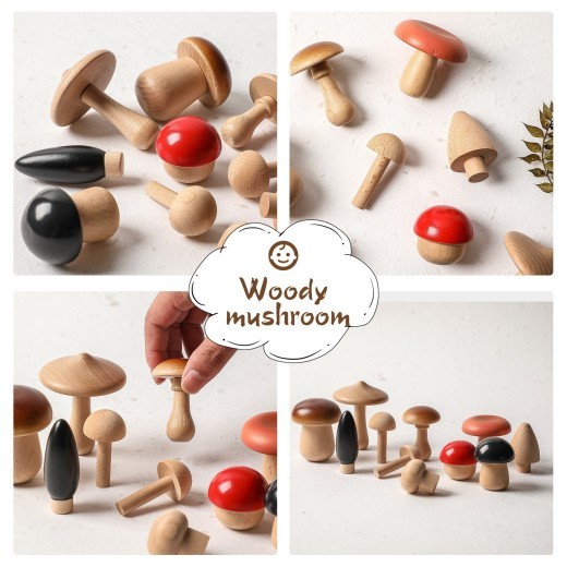 Wooden Mushroom Balance Stacking Music Children Intelligence Development