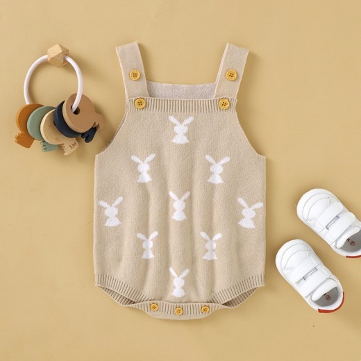 Cute Rabbit Jacquard Triangle Romper Suit