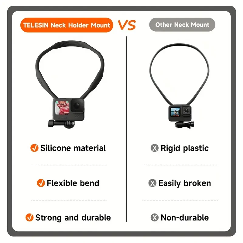 TELESIN Taixun Neck Hanging Bracket Suitable For Gopro12/11/10/9 Sports Camera Chest Fixed First Person Perspective