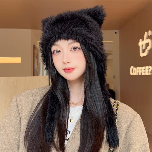 Autumn And Winter Online Influencer Cute Plush Bear Hat Thickened Warm