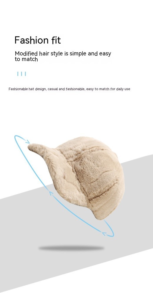Outdoor Thickened Fleece Baseball Cap Casual Pure Color Warm Keeping Rabbit Fur Peaked Cap Winter Men