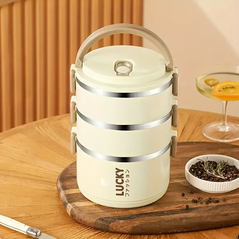 Stainless Steel Insulated Lunch Box with Lid - Leakproof, Multi-Layer, Portable Food Container for School, Office, and Camping