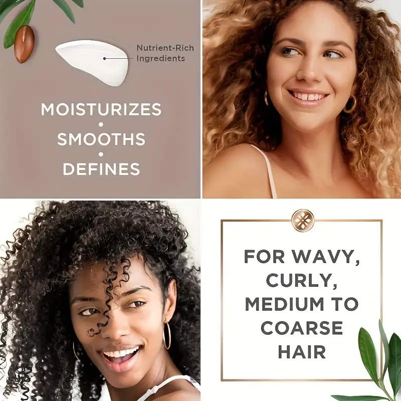 Curl Defining Cream - Moisturizing Elastin Styling Hair Conditioner for All Hair Types, Perfect for Dry and Frizzy Hair