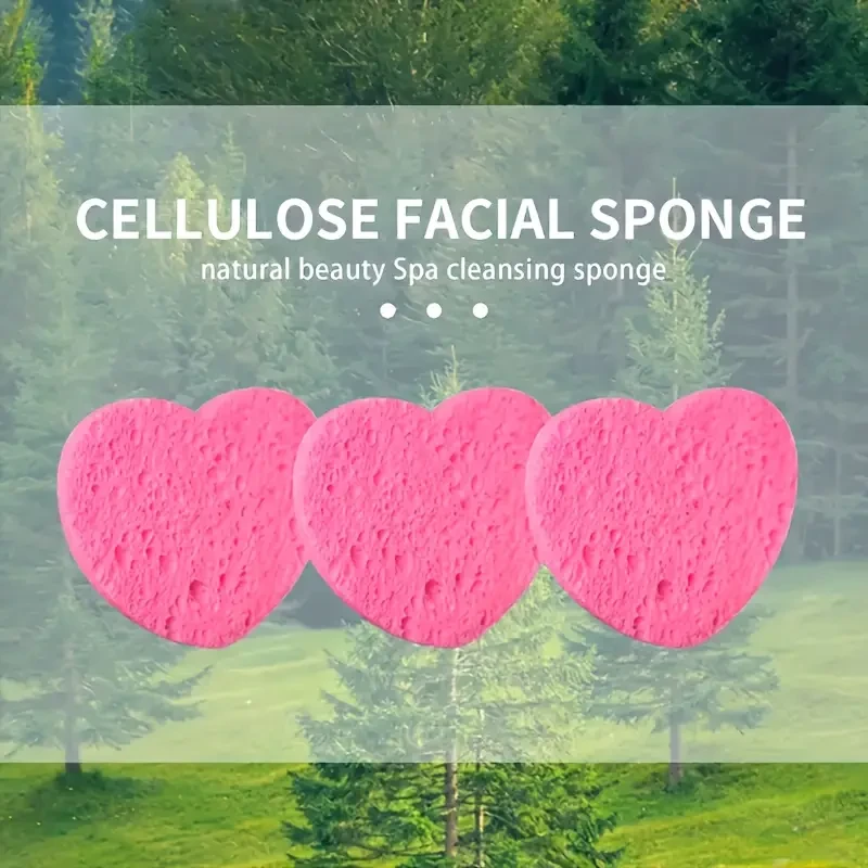50 Count Compressed Heart-Shaped Facial Sponges for Cleansing