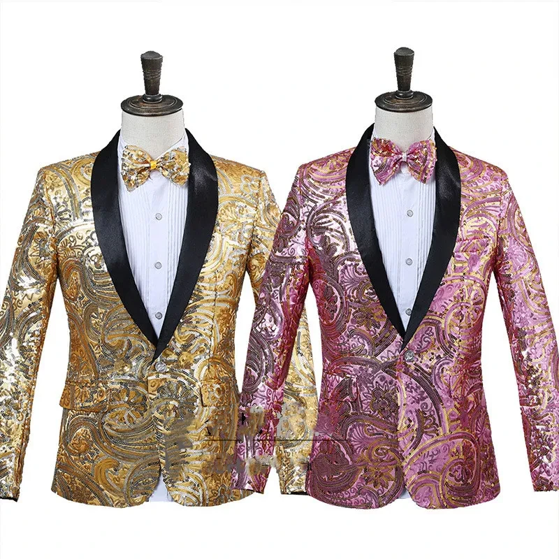 Mens Black Sequin Suit