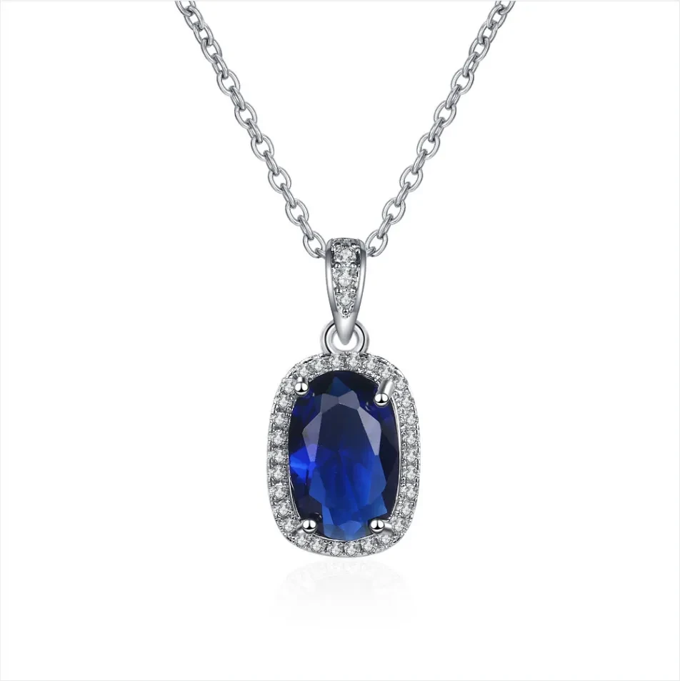 Women's Fashion Sapphire Zircon Pendant Necklace