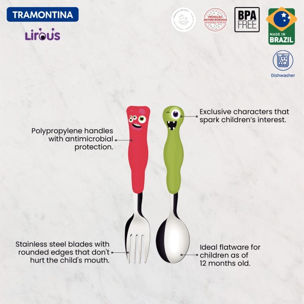 Children's Monster Cutlery 2 Piece Set - Tramontina