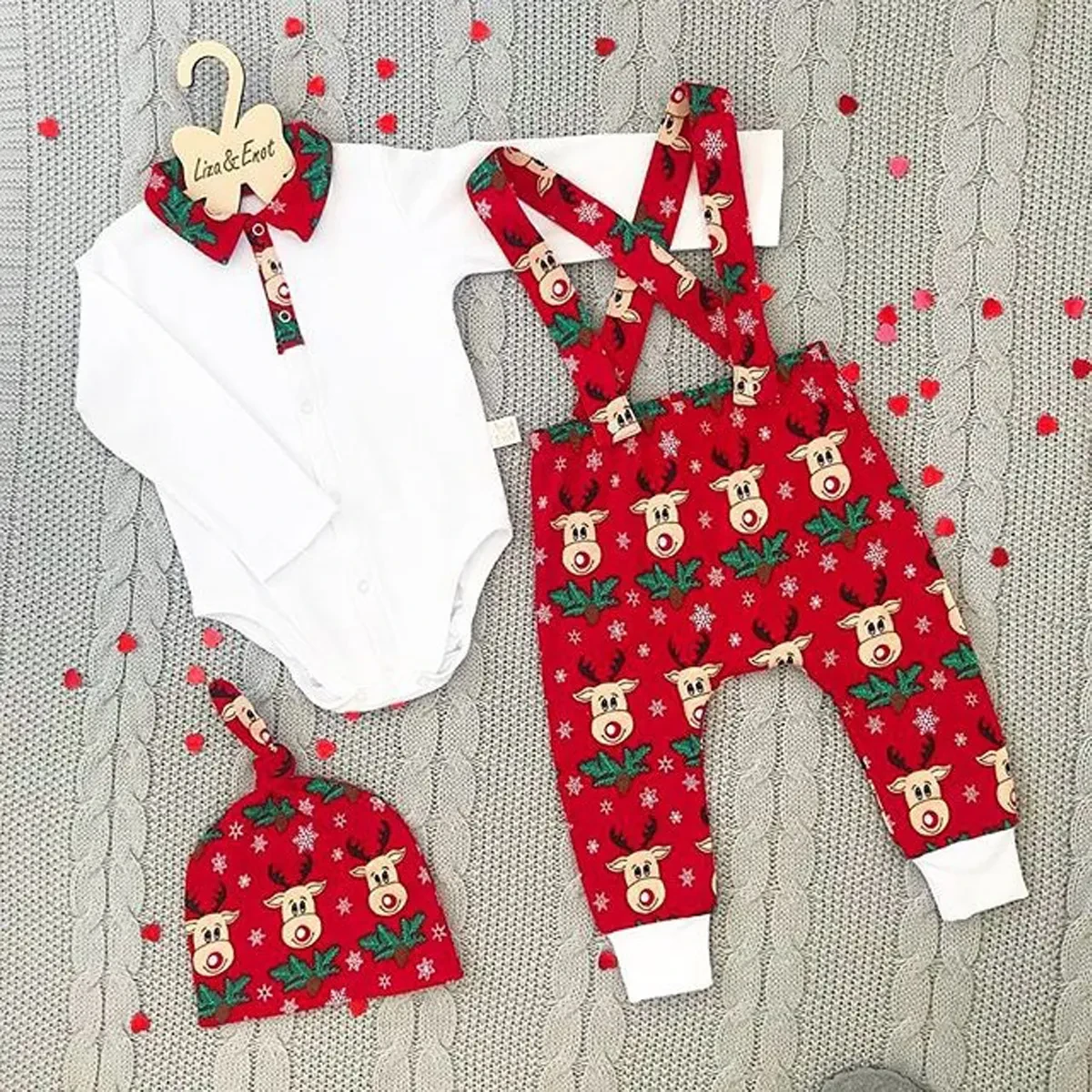 Baby Boy Outfit With Suspenders and Hat