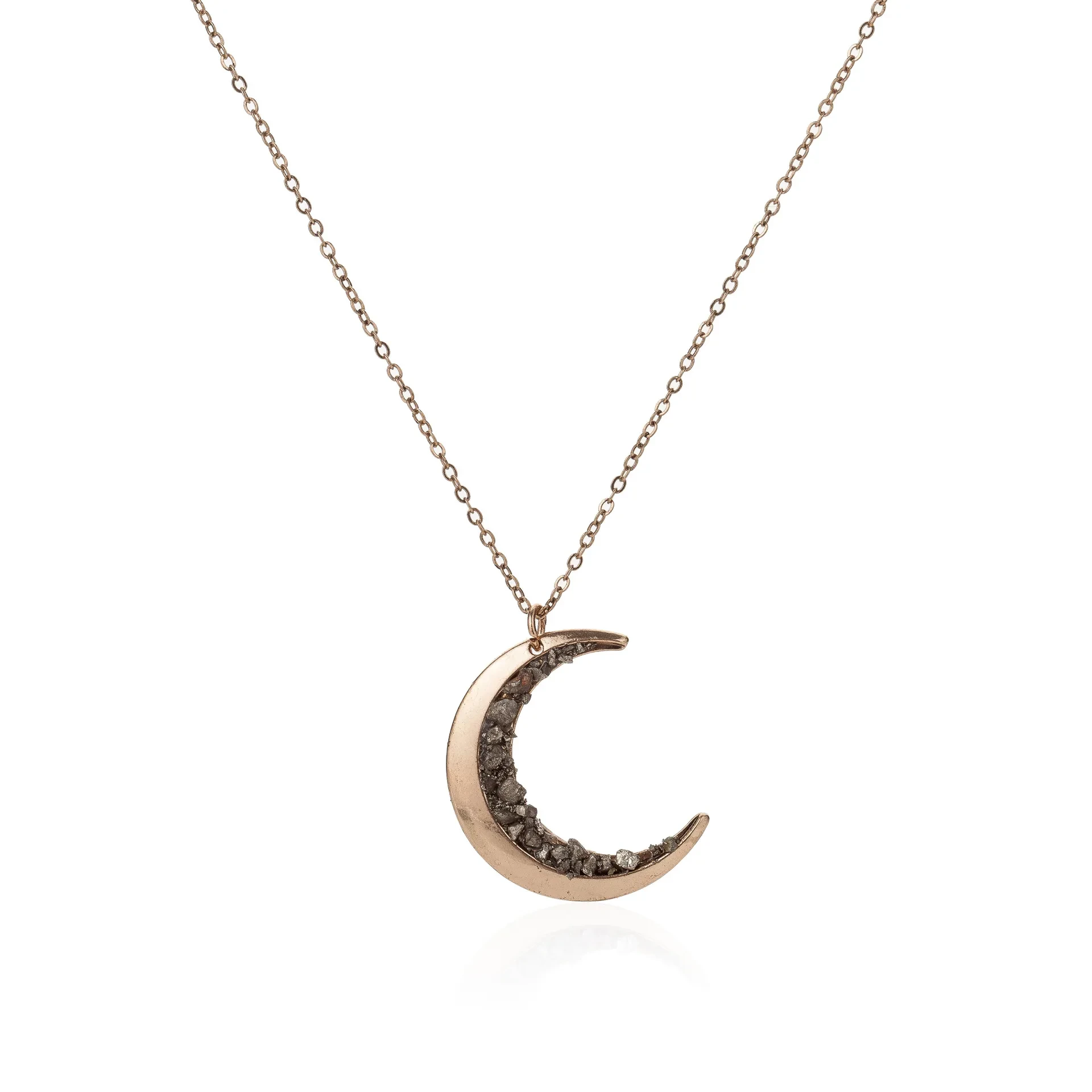 Irregular Crescent Moon Necklace With Diamonds
