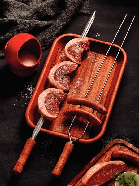 Heavy Duty Duel Prong Stainless Steel Skewer Wood Handle 75cm  - Tramontina